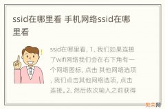 ssid在哪里看 手机网络ssid在哪里看