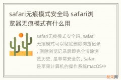safari无痕模式安全吗 safari浏览器无痕模式有什么用