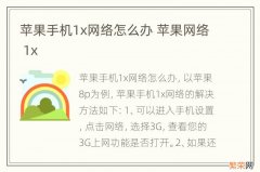 苹果手机1x网络怎么办 苹果网络 1x